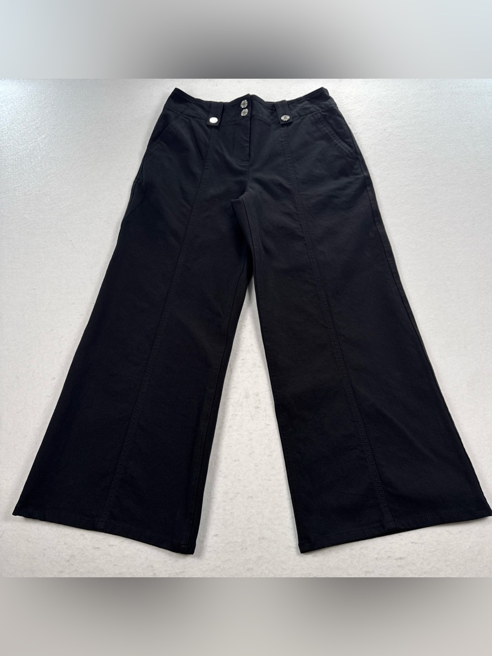 Derek Lam 10 Crosby Wide Leg Denim Pants Cropped Women’s 8 Black Sailor Jeans
